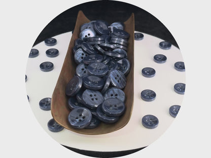Dark Blue Pearl Imitation Buttons, 11.5mm & 15mm (18L & 24L), Neutral & Dark Tones 4-Hole Sew On for Shirts, Pants, Blouses, Dresses & Craft