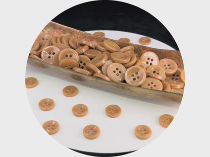 Brown Pearl Imitation Buttons, 11.5mm & 15mm (18L & 24L), Neutral & Dark Tones 4-Hole Sew On for Shirts, Pants, Blouses, Dresses & Crafts
