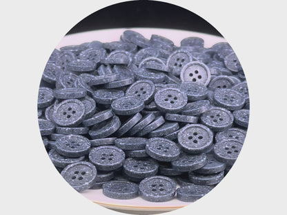 Navy Blue Stone Imitation Buttons, 10-20mm (16L-32L). Recycled Plastic, 4-Hole Sew On for Shirts, Pants, Dresses, Coats, Jackets