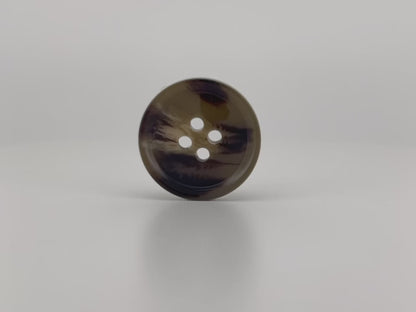 Green & Brown Horn Imitation Buttons, Sprayed in Contrast Color, 15mm & 20mm (24L & 32L). 4-Hole Sew On for Suits, Pants, Coats & Jackets