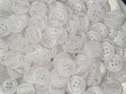 Off-White Marbled Pattern Buttons, Multi-Colored. 10-20mm (16L-32L). Recycled Plastic, 4-Hole Sew On for Shirts, Dresses, Coats, Jackets