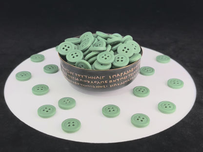 Premium Green Buttons, Recycled Plastic, 12.7mm (20L). 4-Hole Sew On for Shirts, Pants, Blouses, Dresses, Skirts, Apparel, Kids Clothes