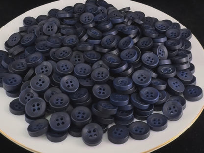 Navy Blue Corozo Imitation Buttons, Recycled Plastic, 12.7mm (20L). 4-Hole Sew On for Shirts, Blouses, Kids Clothes, Apparel, Sewing, Crafts