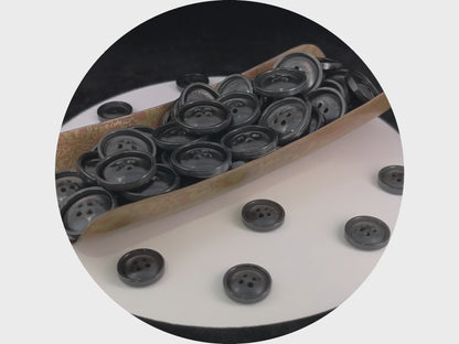Dark Grey Vintage Look Pearl Imitation Buttons, 15mm & 20mm (24L & 32L). 4-Hole Sew On for Suits, Pants, Dresses, Coats, Jackets & Sweaters