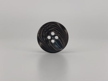 Black Horn Imitation Buttons, 15-25mm (24L-40L). 4-Hole Sew On for Pants, Dresses, Coats, Jackets, Sweaters & Crafts