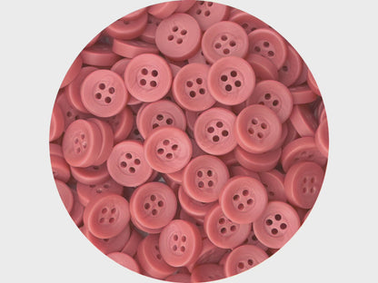 Rust Pink Corozo Imitation Buttons, Recycled Plastic, 12.7mm (20L). 4-Hole Sew On for Shirts, Blouses, Kids Clothes, Apparel, Sewing, Crafts
