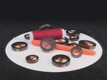 Brown Translucent Horn Imitation Buttons with Solid Rim. 18-28mm (28L-44L), 2-Hole Sew On, for Jackets, Coats, Apparel & Crafts