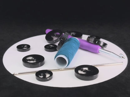 Black Translucent Horn Imitation Buttons with Solid Rim. 18-28mm (28L-44L), 2-Hole Sew On, for Jackets, Coats, Apparel & Crafts