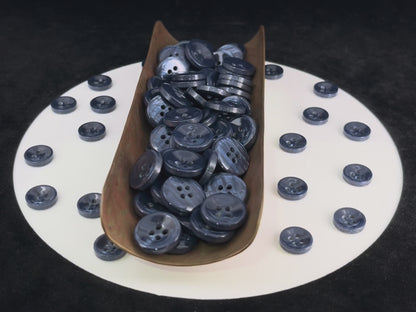 Dark Blue Pearl Imitation Buttons, 11.5mm & 15mm (18L & 24L), Neutral & Dark Tones 4-Hole Sew On for Shirts, Pants, Blouses, Dresses & Craft