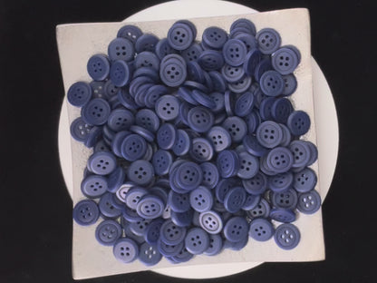 Navy Blue Buttons, Recycled Plastic, 12.7mm (20L). 4-Hole Sew On for Shirts, Pants, Blouses, Dresses, Skirts, Apparel, Kids Clothes