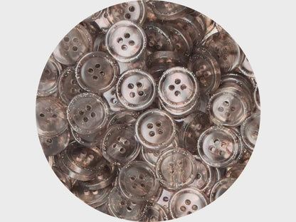 Coffee Brown Marbled Pattern Buttons, Multi-Colored. 10-20mm (16L-32L). Recycled Plastic, 4-Hole Sew On for Shirts, Dresses, Coats, Jackets