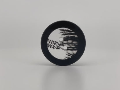 Black Translucent Horn Imitation Buttons with Solid Rim. 18-28mm (28L-44L), 2-Hole Sew On, for Jackets, Coats, Apparel & Crafts